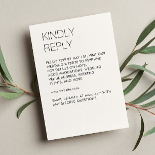 Modern Minimalist Soft White Wedding RSVP Card