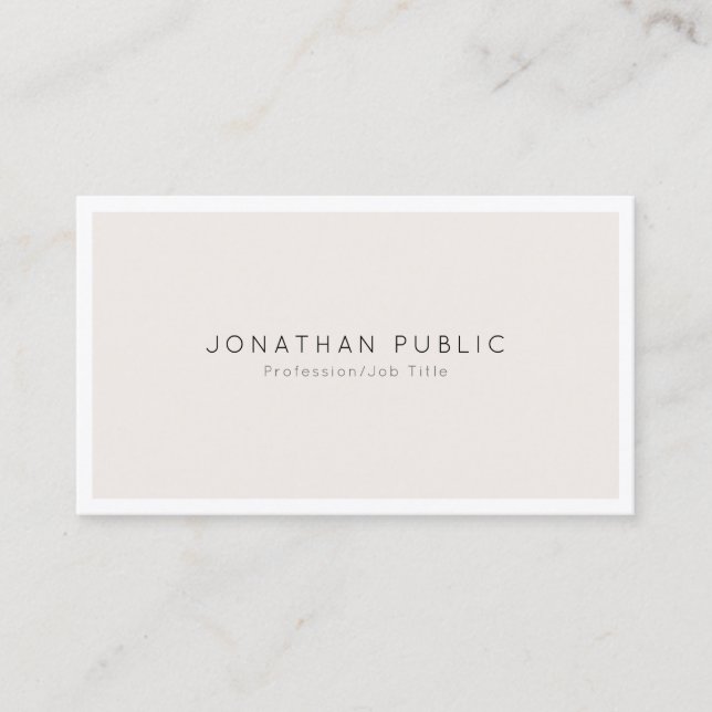 Modern Minimalist Sophisticated Clean Design Top Business Card (Front)