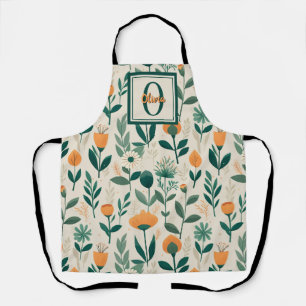 Modern Minimalist Spring Flowers Apron