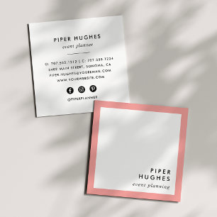 Modern Minimalist Square Business Cards Coral