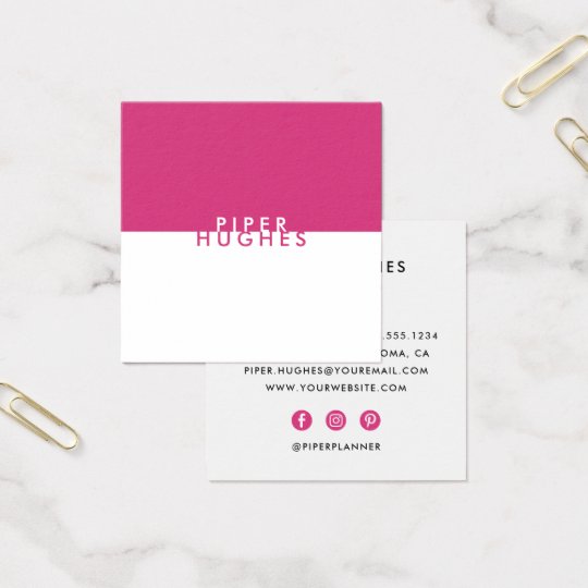 Modern Minimalist Square Business Cards | Magenta