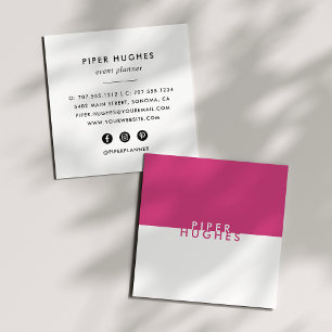 Modern Minimalist Square Business Cards Magenta
