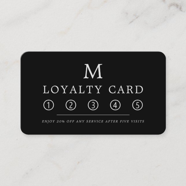 Modern Minimalist Square Monogram Loyalty Card (Front)