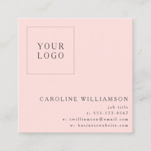 Modern Minimalist Square Professional Logo Pink Square Business Card