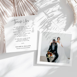 Modern Minimalist Square Wedding Photo Thank You Card
