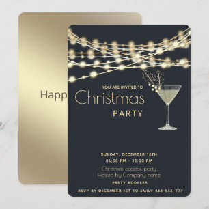 Modern minimalist string lights cocktail party   invitation