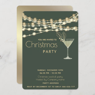 Modern minimalist string lights cocktail party   invitation