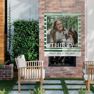 Modern Minimalist Striped 30th Birthday Photo Tapestry