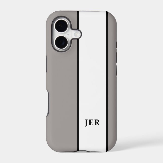 Modern Minimalist Stripes Monogram Initials Grey (Back)