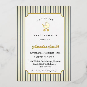 Modern & Minimalist Stripes Stroller Baby Shower