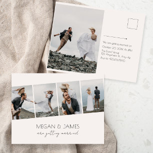 modern minimalist stylish photo wedding postcard