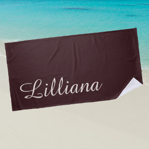 Modern Minimalist Stylish Pretty Elegant Script Beach Towel