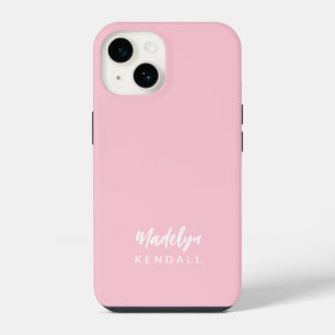 Modern Minimalist Stylish Script Cotton Candy Pink iPhone 14 Case