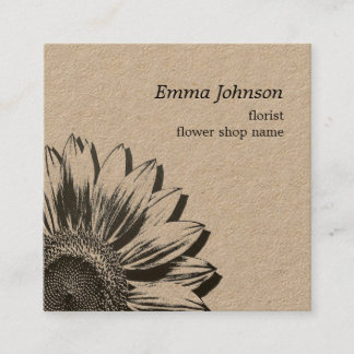 Modern Minimalist Sunflower | Square Business Card