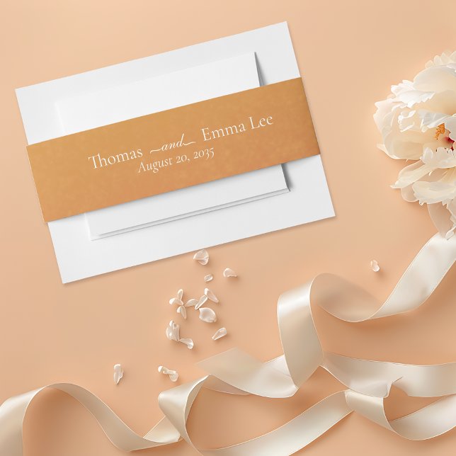 Modern Minimalist Sunset Autumn Monogram Invitation Belly Band (Creator Uploaded)