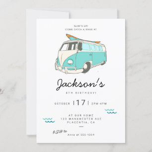 Modern Minimalist Surf birthday Party invitation