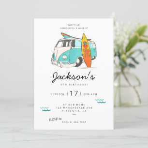 Modern Minimalist Surf birthday Party invitation