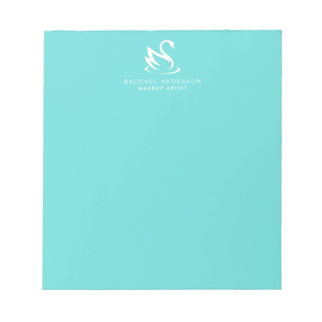 Modern Minimalist Swan Logo and Name Notepad (Front)