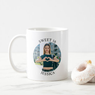 Modern Minimalist Sweet 16 Birthday Circle Photo Coffee Mug