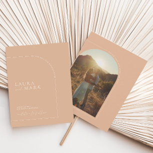 Modern Minimalist Tan Arch Photo Save The Date