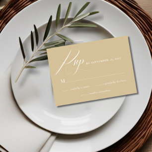 Modern Minimalist Tan RSVP Wedding Card