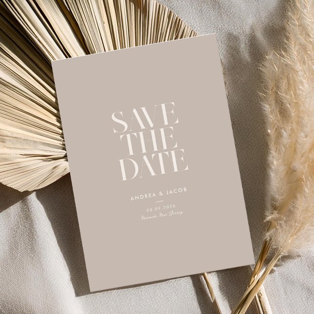 Modern Minimalist Taupe Beige Chic Wedding Save The Date (Creator Uploaded)