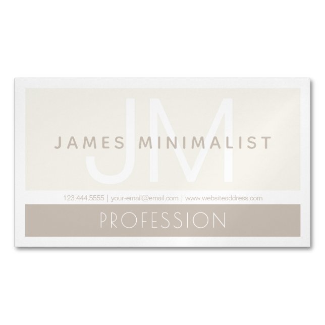 Modern Minimalist | Taupe Earth-tones Magnetic Business Card (Front)
