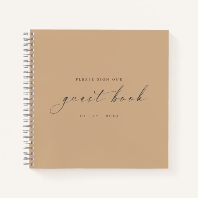 Modern Minimalist Taupe Guest Book Weddings (Front)