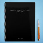 Modern Minimalist Teacher School Black Planner<br><div class="desc">Modern Minimalist Teacher Planner with customisable text/title,  year,  and name.  Black background with white text.</div>