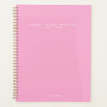 Modern Minimalist Teacher School Pink Planner<br><div class="desc">Modern Minimalist Teacher Planner with customisable text/title,  year,  and name.  Lavender Pink background with white text.</div>