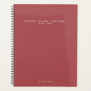 Modern Minimalist Teacher School Red Brown Planner