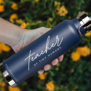 Modern Minimalist Teacher Script Custom Water Bottle