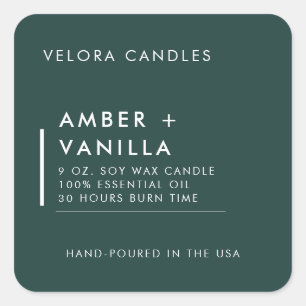 Modern Minimalist Teal Candle Label Sticker