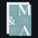 Modern Minimalist Teal Wedding Invitation<br><div class="desc">Modern Minimalist Teal Wedding Invitation. Features bold monogram typography and minimal graphic design. Personalise text with all the details of your special day.</div>