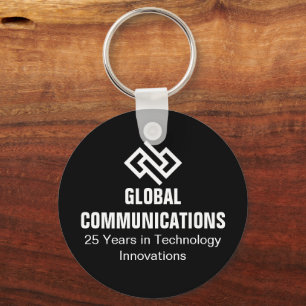 Modern Minimalist Tech Company Black White Key Ring