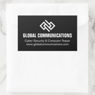 Modern Minimalist Tech Company Black White Rectangular Sticker