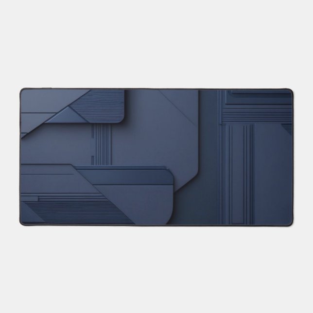 Modern Minimalist Tech Surface in Deep Blue Desk Mat (Front)