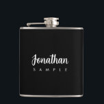 Modern Minimalist Template Calligraphy Name Best Hip Flask<br><div class="desc">Calligraphy Script Name Elegant Modern Minimalist Simple Custom Template Barware & Bar Tools Monogram Name 6 oz. Black & White Vinyl Wrapped Flask.</div>