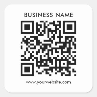 Modern Minimalist Template Custom Business QR Code Square Sticker