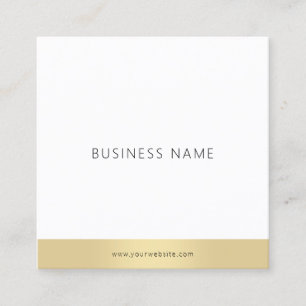 Modern Minimalist Template Gold White Elegant Cool Square Business Card