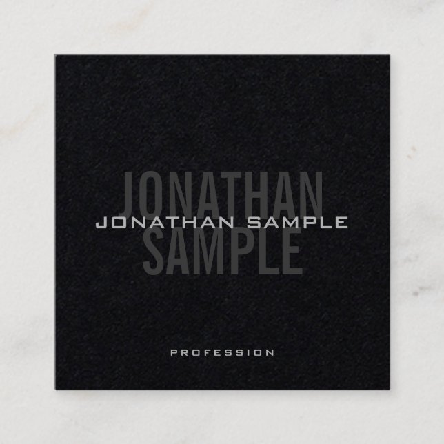 Modern Minimalist Template Premium Black Square Business Card (Front)