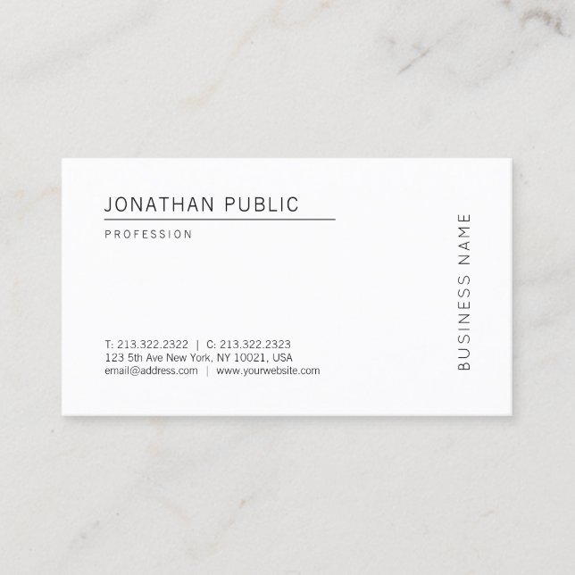Modern Minimalist Template Professional Elegant Business Card (Front)