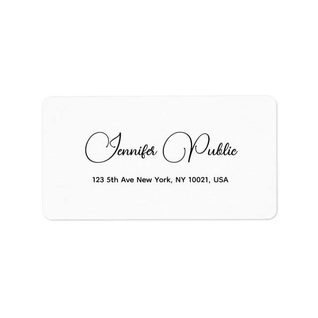 Modern Minimalist Template Typography Address  Label (Front)
