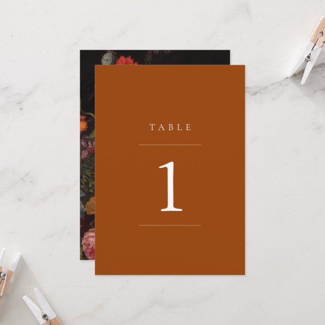 modern minimalist terra cotta table number (Front/Back In Situ)