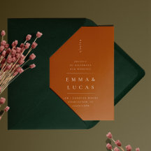 modern minimalist terra cotta wedding invitation