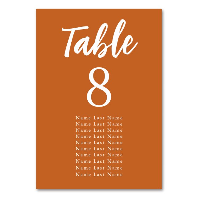 Modern Minimalist Terracota Seating Assignment Table Number (Front)