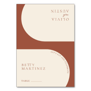 Modern Minimalist Terracotta Arch Wedding Guest Table Number