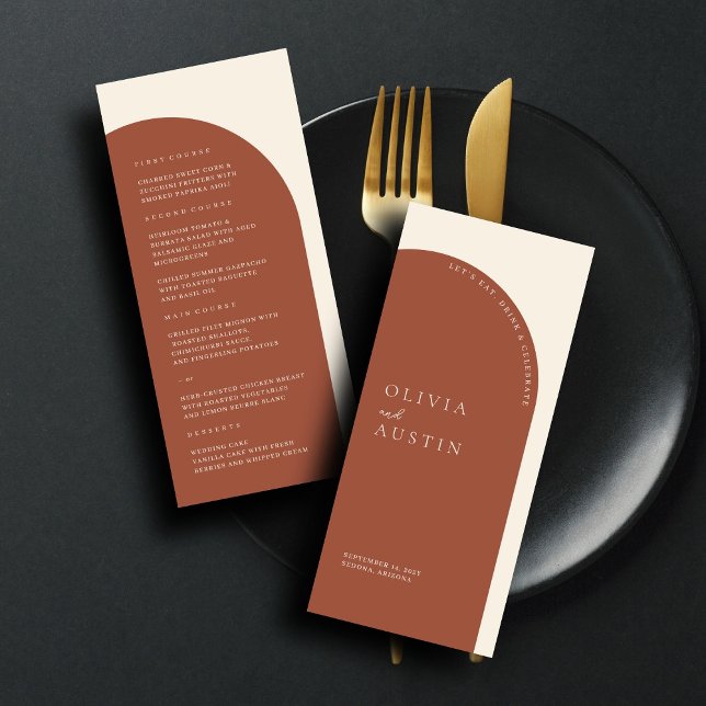 Modern Minimalist Terracotta Arch Wedding Menu (Creator Uploaded)