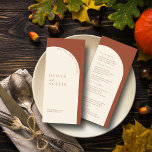 Modern Minimalist Terracotta Arch Wedding Menu<br><div class="desc">Elevate your wedding reception with this stunning and modern Wedding Menu! Featuring a clean, minimalist design with a touch of warmth, this menu boasts a beautiful terracotta colour palette and a delicate arched frame. Here's what makes it special: Modern Minimalist Design: Effortlessly chic and stylish, this menu prioritises clarity and...</div>