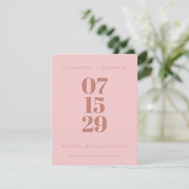 Modern Minimalist Terracotta Blush Full Photo Save The Date (Standing Front)
